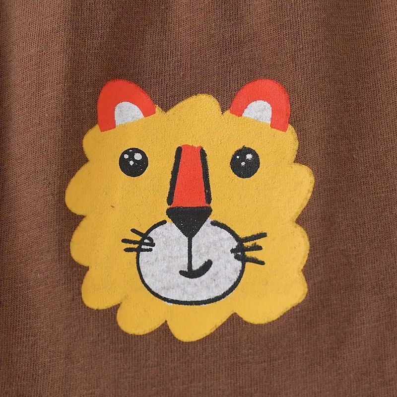 Boys' 2-Piece Cotton Lion & Crocodile Print T-Shirt& Shorts - Summer outfit
