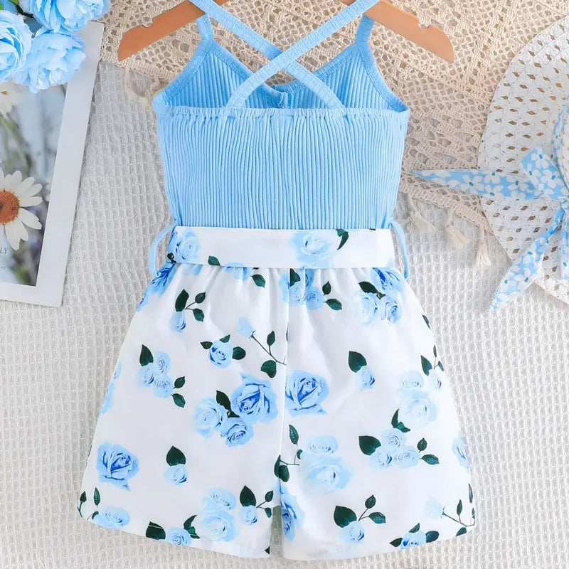 Girls' Floral Off-Shoulder Bodysuit – Cotton Summer Top for Kids