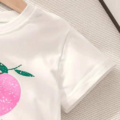Girls' Summer Fruit Print Dress Set – Pineapple, Apple & Peach Designs