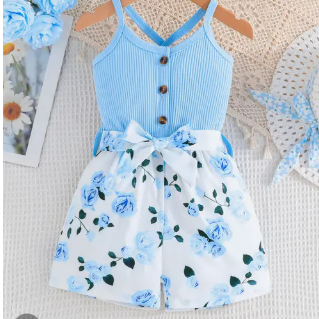Girls' Floral Off-Shoulder Bodysuit – Cotton Summer Top for Kids