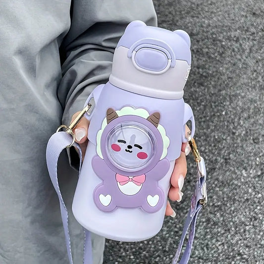 520ML Cartoon Dinosaur water bottle with Straw – Stainless Steel ,Leak-Proof
