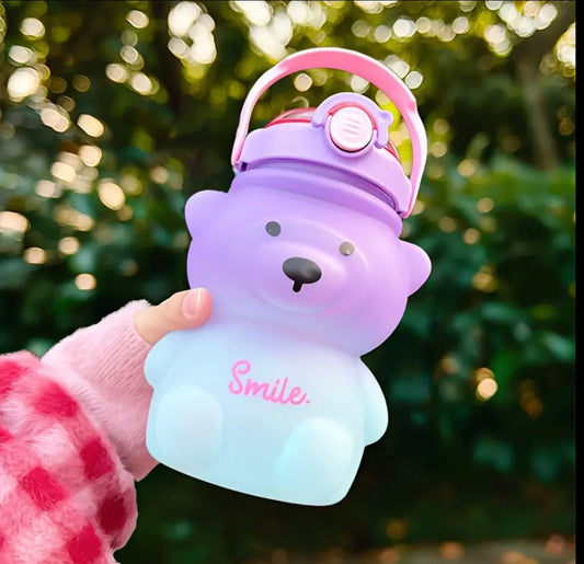 Kawaie Bear PVC Silicone Water Bottle – BPA Free & Leak Proof