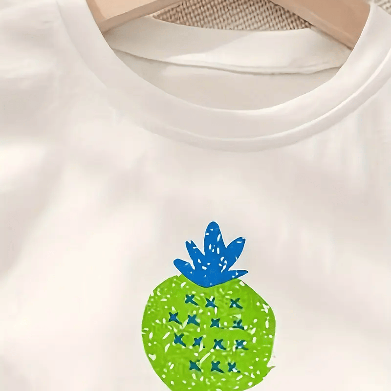 Girls' Summer Fruit Print Dress Set – Pineapple, Apple & Peach Designs