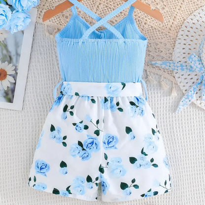 Girls' Floral Off-Shoulder Bodysuit – Cotton Summer Top for Kids