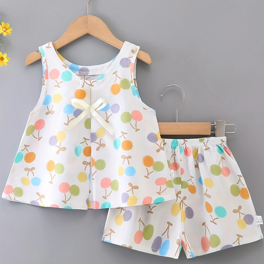 2 Pc Girls' Summer Casual Vest & Shorts Set – Perfect for Outdoor Wear